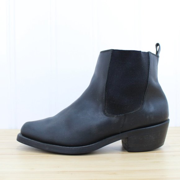 AMAZONAS Shoes - *AMAZONAS Women's Black Leather Square Toe Chelsea Ankle Boots Size 9 M